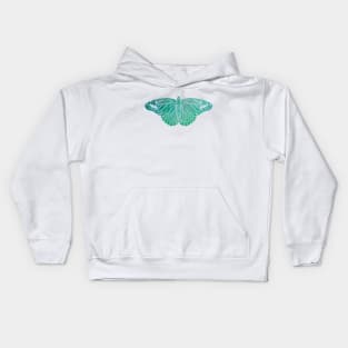 Butterfly Design in Blue and Green Paint Strokes Pattern Kids Hoodie